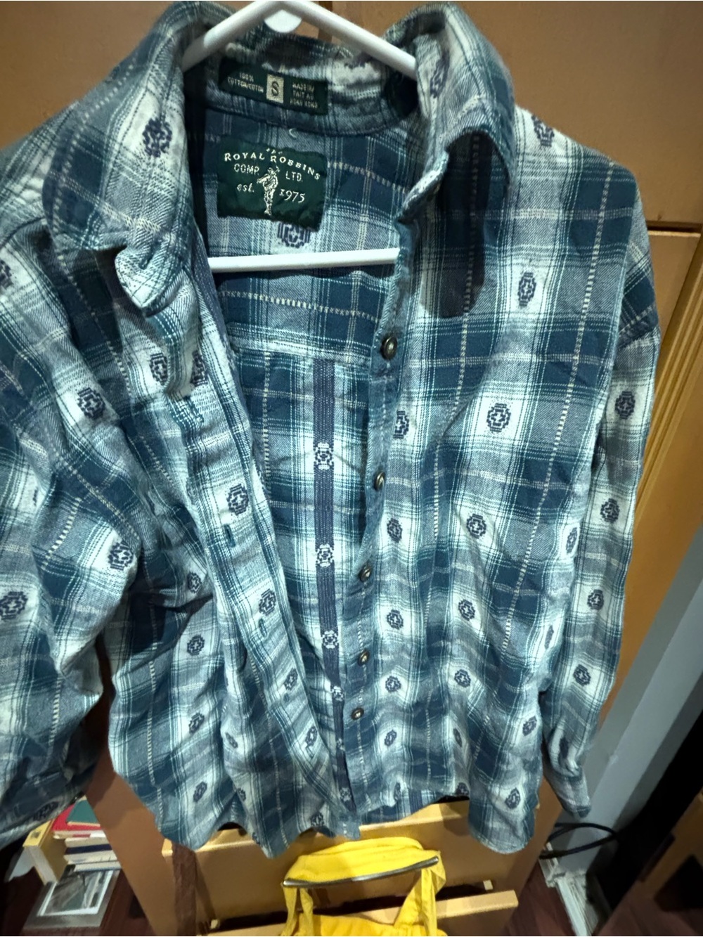Royal Robbins Blue and White Plaid Button-Down Shirt
